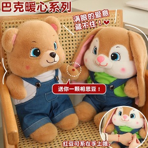 熊熊兔子公仔毛绒玩具新品动物乐园熊兔穿衣玩偶儿童生日礼物男女
