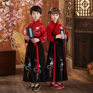 儿童古装汉服男童国学服中国风女童三字经书童服装表演朗诵演出服