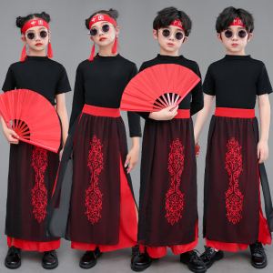 雪龙吟表演服儿童国潮古风舞蹈中国风扇子舞演出壮志少年行演出服