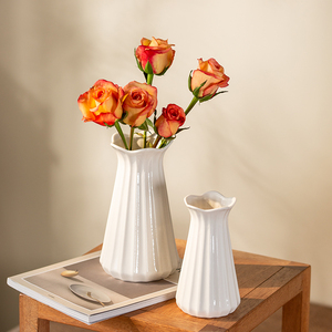 白色花瓶摆件客厅插花网红陶瓷轻奢高级感鲜花百合花器落地奶油风
