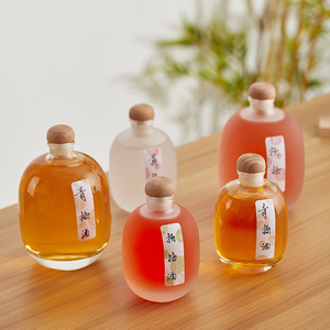日式果酒瓶空瓶密封瓶小酒瓶泡酒玻璃专用一斤装酿酒瓶子酒瓶定制
