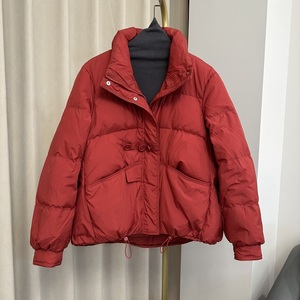 东大门红色立领羽绒服女冬季2024新款加厚保暖宽松白鸭绒短款外套