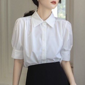潮牌白色衬衫短袖女士夏季薄款高级感气质半袖上衣小个子面试衬衣