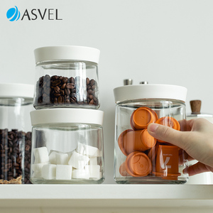日本asvel咖啡豆保存罐家用白糖瓶子空瓶奶粉收纳储物玻璃密封罐