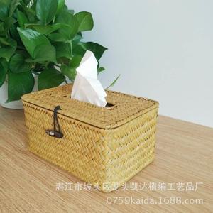手工编织短款纸巾盒海草编抽巾卷款纸巾筒长方盒形餐纸收纳盒