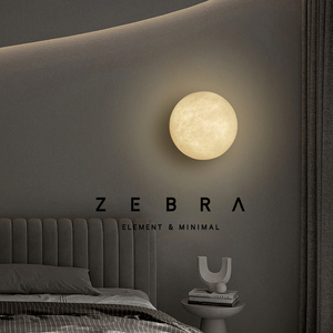 MOON×西班牙云石全铜客厅背景现代极简轻奢创意圆形卧室床头壁灯