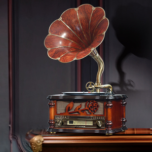 传承世家留声机复古新中式欧式客厅实木音响仿古台式黑胶唱片机