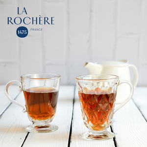 法国LA ROCHERE茶杯 法式风情带手柄玻璃马克杯热巧克力杯咖啡杯