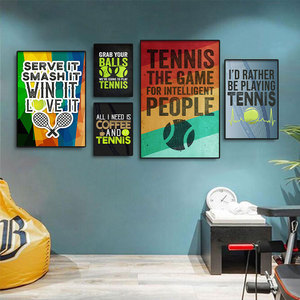 工业风网球装饰画酒店娱乐会所挂画体育馆网球场室内运动墙面壁画