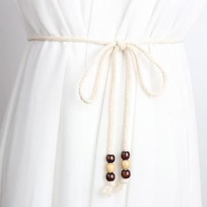 搭配白裙子的腰带装饰女珍珠连衣裙时尚简约编织腰链腰绳打结系带