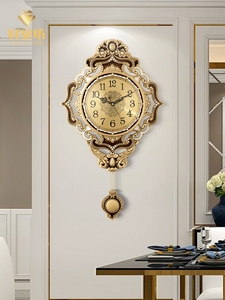 欧式轻奢黄铜挂钟客厅家用高档创意钟表豪华大气时钟餐厅装饰挂表