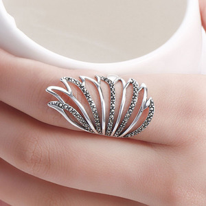 原创食指戒指女镀时尚个性饰复古长款夸张镂空装饰指环小众设计