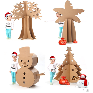 纸板超大圣诞树diy装饰雪人宝宝纸箱过家家儿童手工益智涂鸦玩具