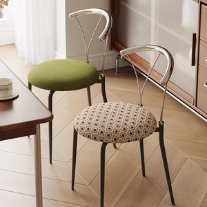 北欧轻奢餐椅创意网红不锈钢中古餐桌椅子家用现代简约餐厅靠背凳