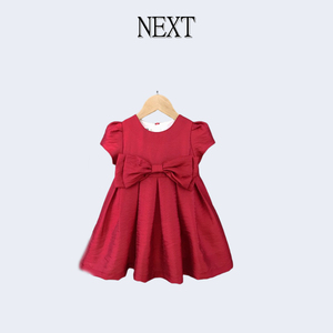 Next儿童满月公主裙宝宝红色周岁礼服裙洋气小女孩夏季短袖连衣裙