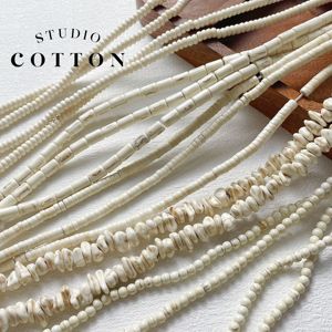 Cotton【白松条】仿白松石隔珠隔片竹节圆珠DIY串珠手链复古材料