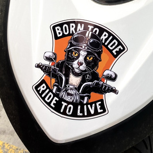 炫酷猫咪骑士创意电动车哈雷机动车装饰贴纸个性卡通防水车贴