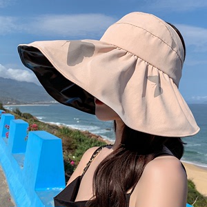 韩国帽子遮阳帽女夏防晒空顶帽遮脸出游凉帽可折叠防紫外线太阳帽