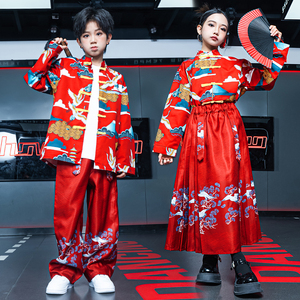 六一儿童演出服中国风街舞童装国潮女童马面裙表演服男童新年汉服