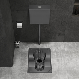 黑色304不锈钢蹲便器家用卫生间酒吧厕所蹲坑式金属防臭蹲便池