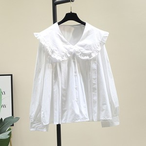 潮牌个性衬衫女设计独特2024新款设计感小众洋气长袖娃娃领白衬衣