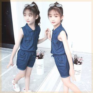女童短袖套装夏装洋气韩版时尚儿童装时髦牛仔短裤二件套潮衣