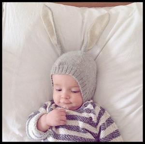 新生婴儿帽子春秋宝宝胎帽春款可爱超萌婴幼儿兔子耳朵男宝护耳帽