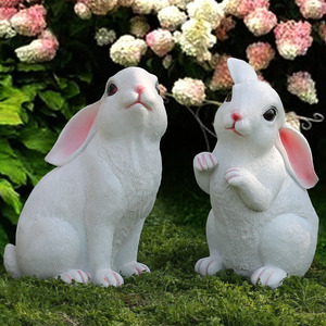 户外仿真兔子摆件大花园庭院装饰园林草坪落地玻璃钢动物雕塑模型