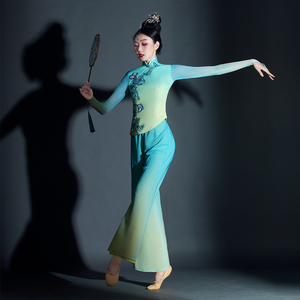秧歌舞演出服装新款现代中国风绿水青山舞蹈服飘逸胶州秧歌舞蹈服