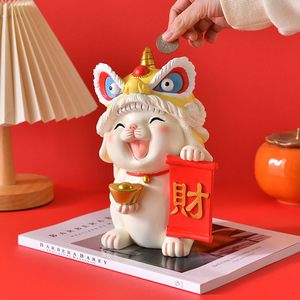创意国潮招财猫摆件可爱中国风装饰品客厅吉祥物公司前台开业礼物