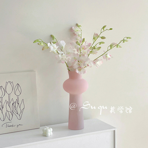简约现代粉色花瓶玻璃透明客厅桌面水养插花摆件装饰创意道具网红