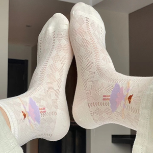 Suxi Socks芭蕾舞女孩夏季可爱轻薄网眼袜少女中筒透气袜子长袜女