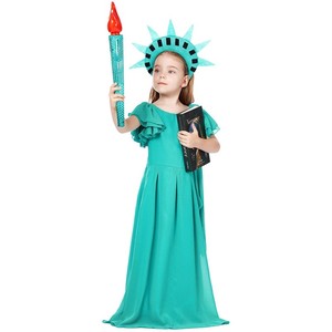 儿童美国自由女神cos服古希腊女童礼服古罗马长袍万圣节小孩服装