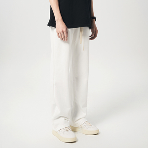 夏季美式白色薄款垂感休闲裤子男女高街直筒裤运动裤宽松卫裤长裤