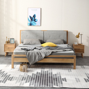 白橡木实木1.5/1.8米单双人床直角软包角实木床简约现代卧室家具