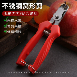 不锈钢窝型剪刀摘果番茄苹果专用采摘橘子剪水果果柄凹形修枝剪刀