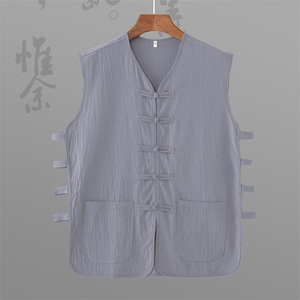 中式马甲男夏季外穿男式中老年老北京汗衫复古民国风薄款背心坎肩