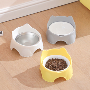 猫碗陶瓷不锈钢不易防打翻可悬挂可贴墙幼猫猫食盆宠物饭碗狗碗