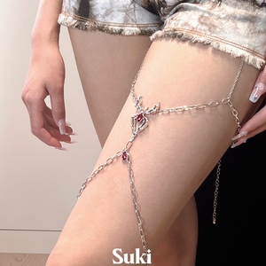 SUKI：毒蝎镁铝 亚文化蜘蛛镶钻腿环朋克身体链链条甜酷性感腿链