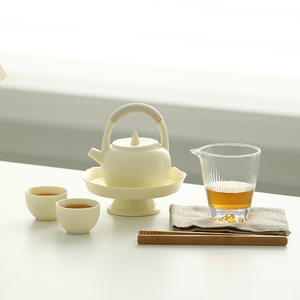 奶油风 极简功夫茶具套装家用小套茶壶茶杯法式高颜值日式2人泡茶