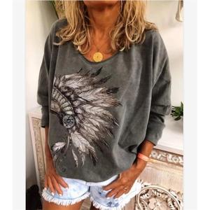 Printed Flying Ling Long sleeved Round Neck Shirt