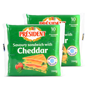 President总统车达芝士片200g 切达进口烘焙起司芝士奶酪片