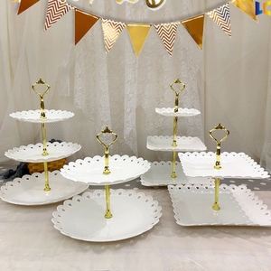甜品台展示架生日派对摆件欧式冷餐茶歇摆台塑料蛋糕点心托盘架子