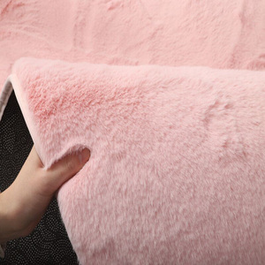 仿兔毛地毯卧室少女床边毯可爱网红粉色长毛加厚房间飘窗地垫满铺