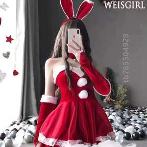 女抹胸睡衣连衣裙&圣诞节圣诞服装性感兔女郎礼服演出服纯欲性感