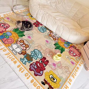 海绵宝宝地毯客厅2024新款地垫子大面积全铺卧室床边毯儿童阅读区
