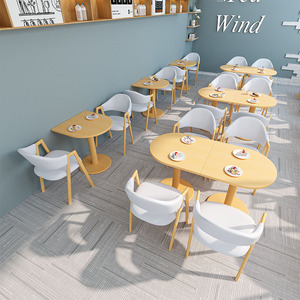 日式简约甜品店桌椅组合餐饮小吃奶茶店咖啡厅休闲经济型一桌两椅