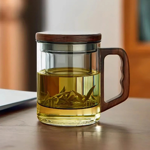 日式泡茶杯茶水分离玻璃杯办公室茶杯个人专用高档喝茶杯男款水杯