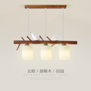 木艺餐厅吊灯日式田园饭厅灯侘寂风温馨创意个性鸽子北欧风吧台灯