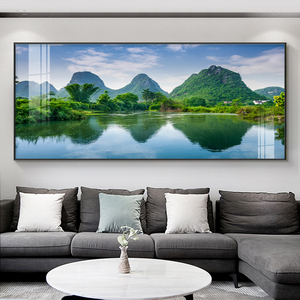 桂林山水风景画现代简约客厅沙发背景墙装饰挂画卧室床头晶瓷壁画